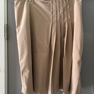 Apostrophe Pleated Tan A-Line Skirt